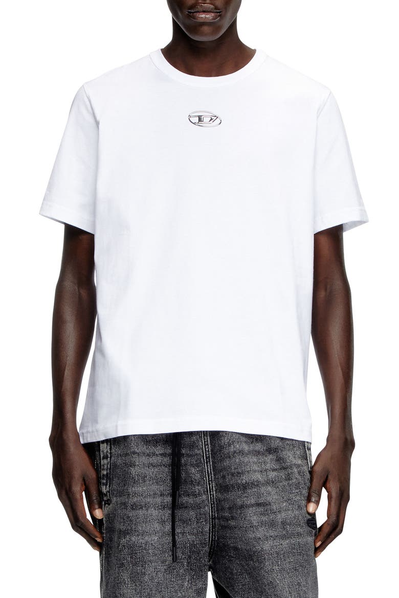 Metallic Oval D Logo T-Shirt, Main, color, WHITE