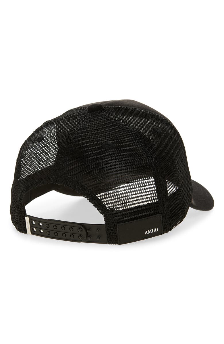 AMIRI Hollywood Embroidered Trucker Hat, Alternate, color, Black
