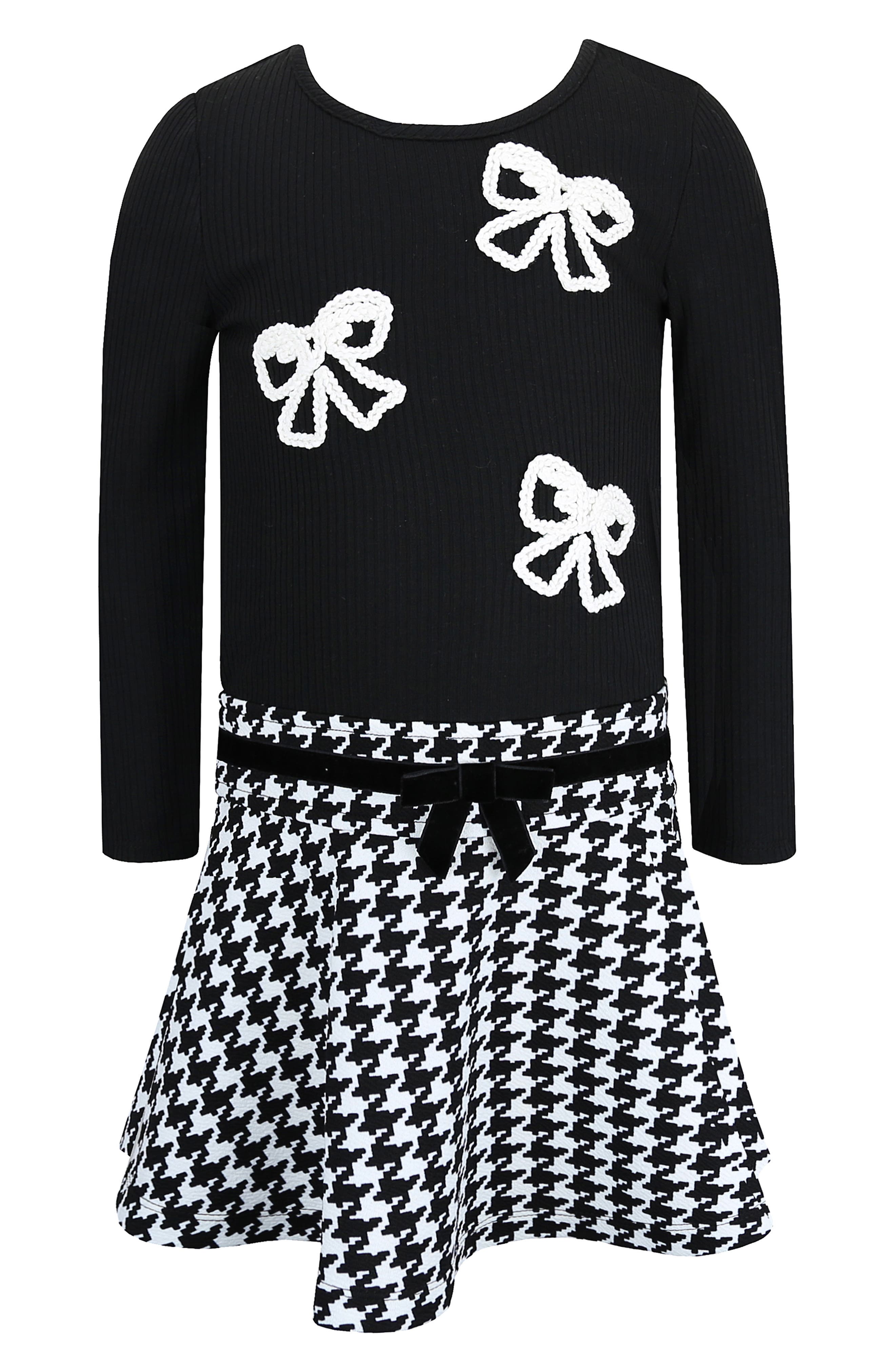 Kids' Marsha Soutache Bows Long Sleeve Dress