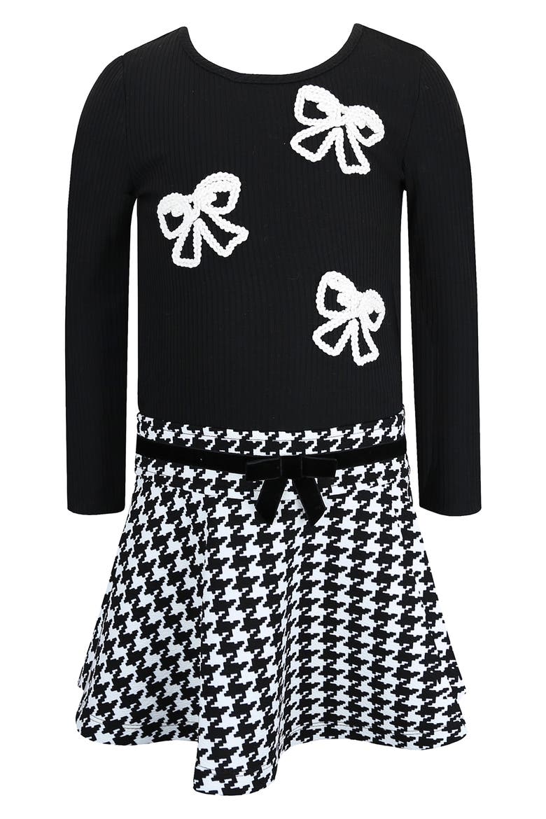Kids' Marsha Soutache Bows Long Sleeve Dress, Main, color, BLACK/ IVORY