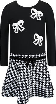 Zunie Kids' Marsha Soutache Bows Long Sleeve Dress