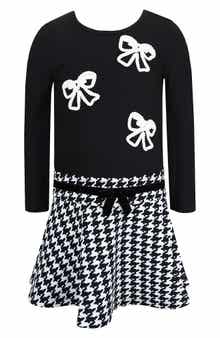 Kids' Marsha Soutache Bows Long Sleeve Dress