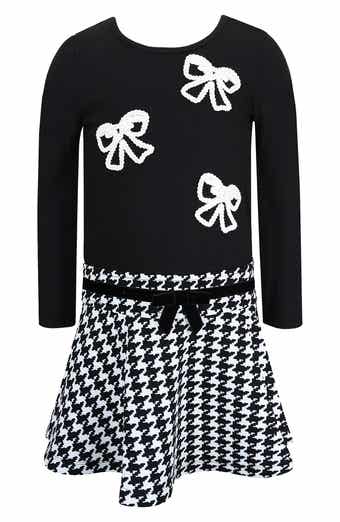 Kids' Marsha Soutache Bows Long Sleeve Dress