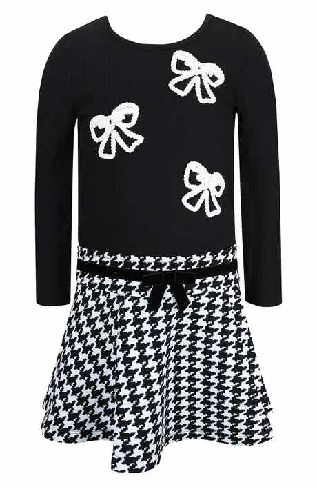 Kids' Marsha Soutache Bows Long Sleeve Dress