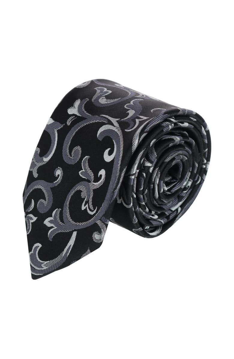 Trafalgar Christian the Romantic Brocade Silk Necktie, Main, color, Silver