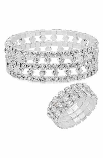 Sterling Silver Plated Crystal Bracelet & Ring Set