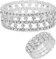STEELTIME Sterling Silver Plated Crystal Bracelet & Ring Set