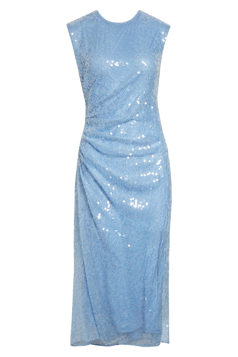 Kimberly Side Ruched Sequin Sheath Dress, Alternate, color, BLUE JAY