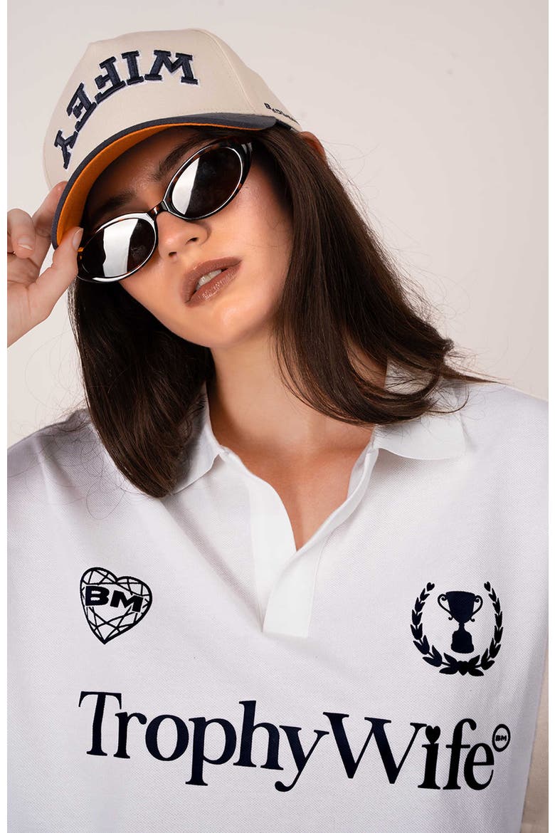 Wifey Collegiate Trucker Hat, Alternate, color, Navy