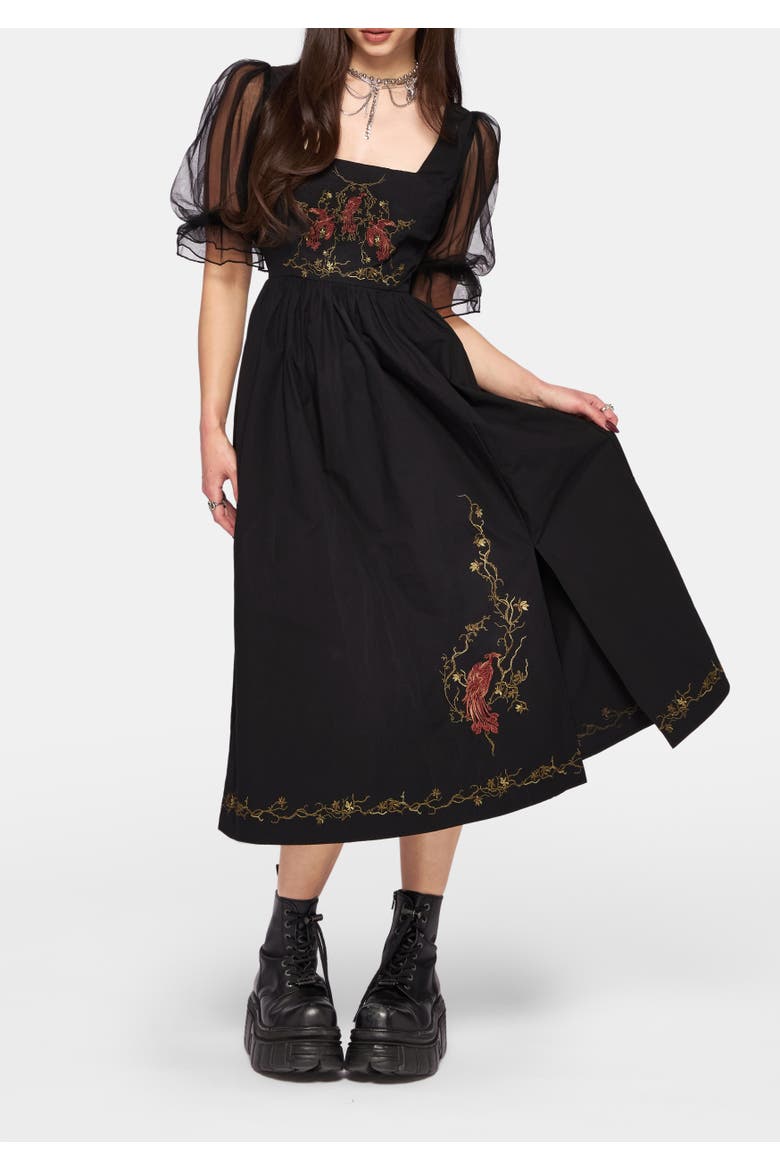 Phoenix Midi Dress, Main, color, Black