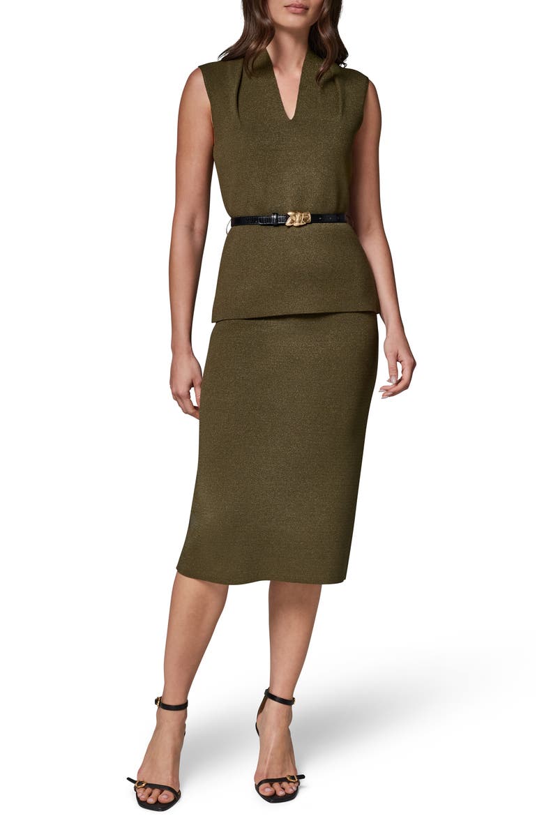 Belted Sleeveless V-Neck Sweater, Alternate, color, OLIVE BRIN