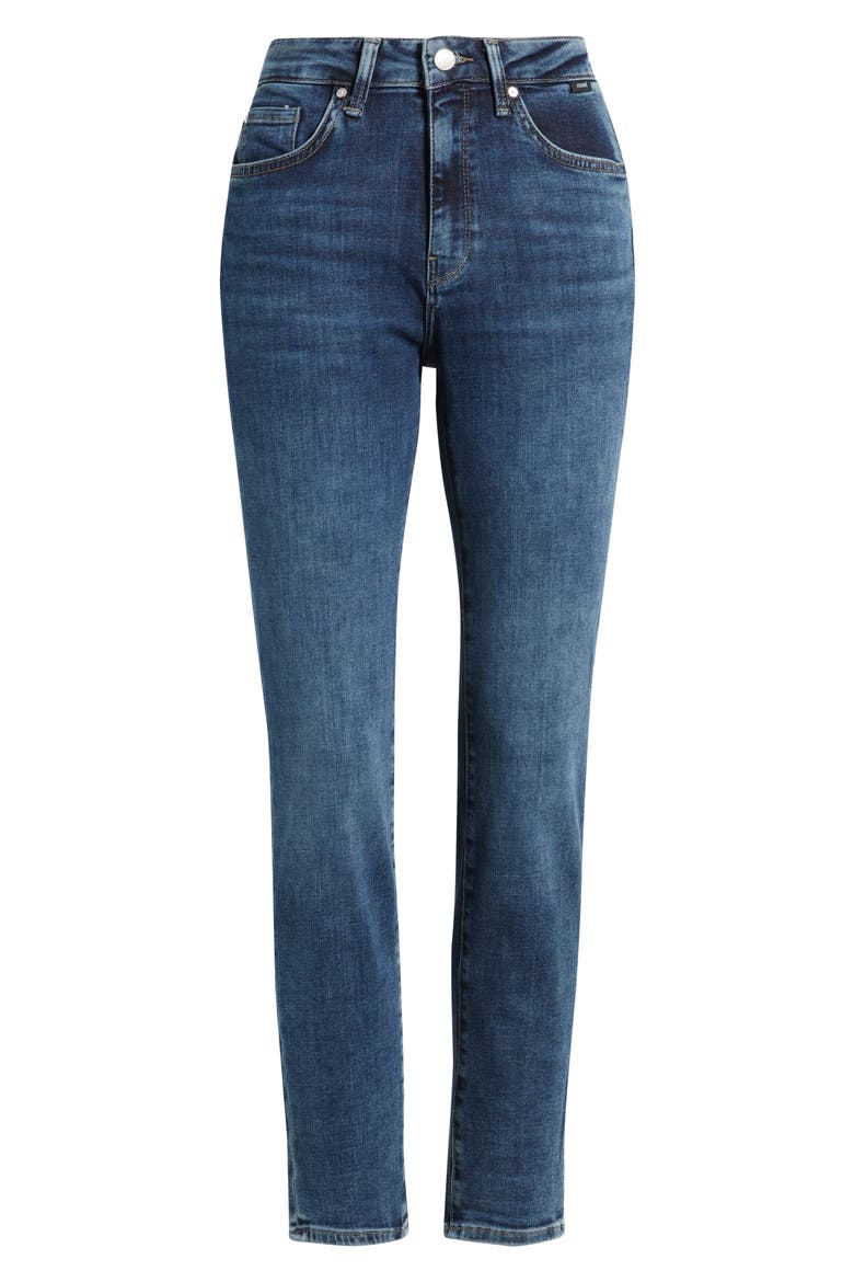 Kathleen Mid Waist Slim Boyfriend Jeans, Alternate, color, USED BRUSHED FEATHER BLUE