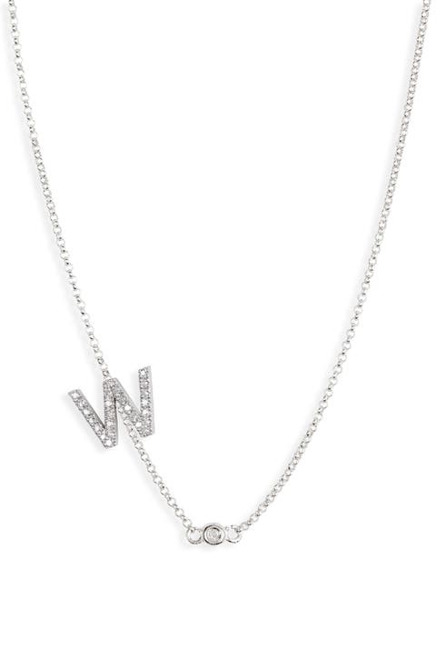 Bezel Diamond Initial Chain Necklace - 0.2ct.