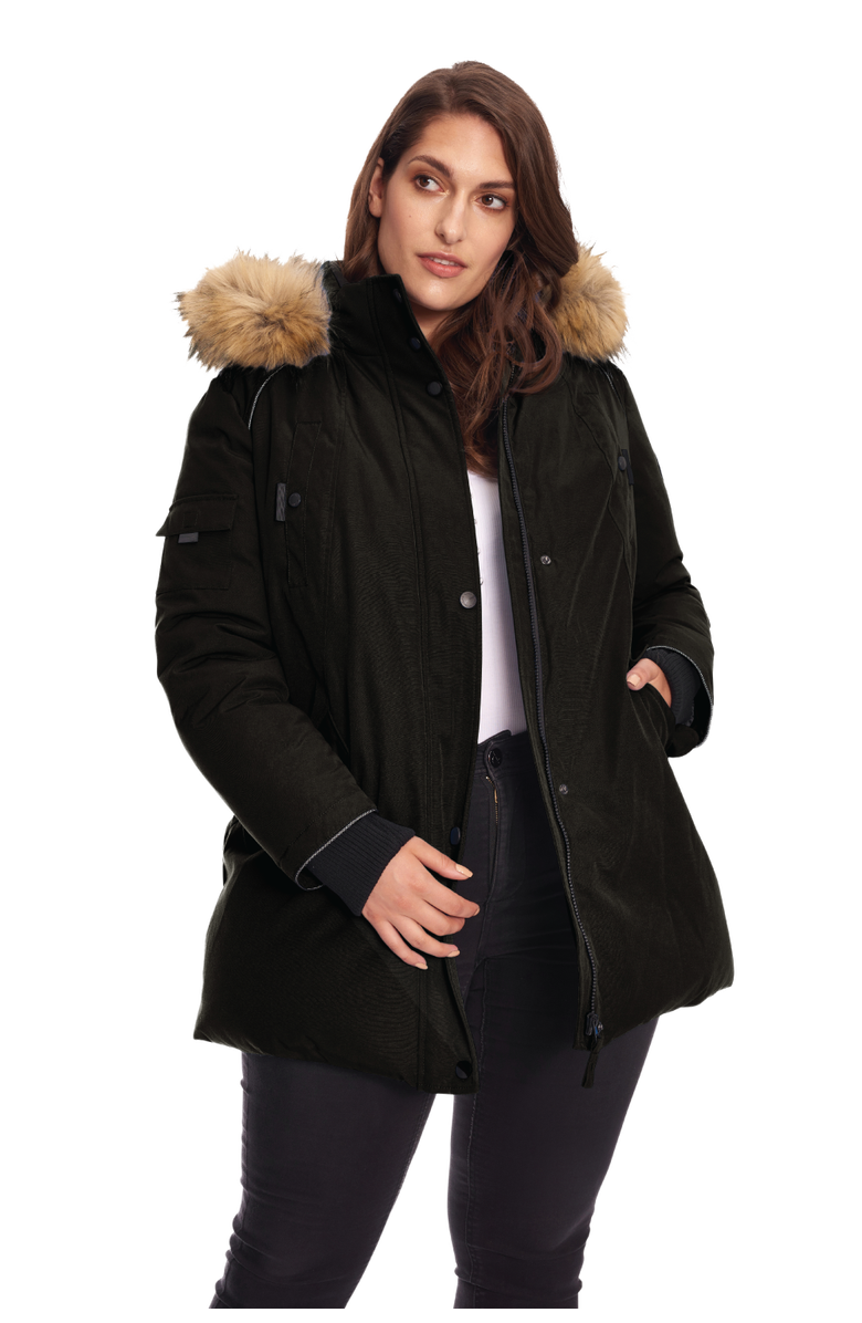 Alpine North GLACIER PLUS SIZE - Vegan Down Classic Winter Parka Jacket, Main, color, Black