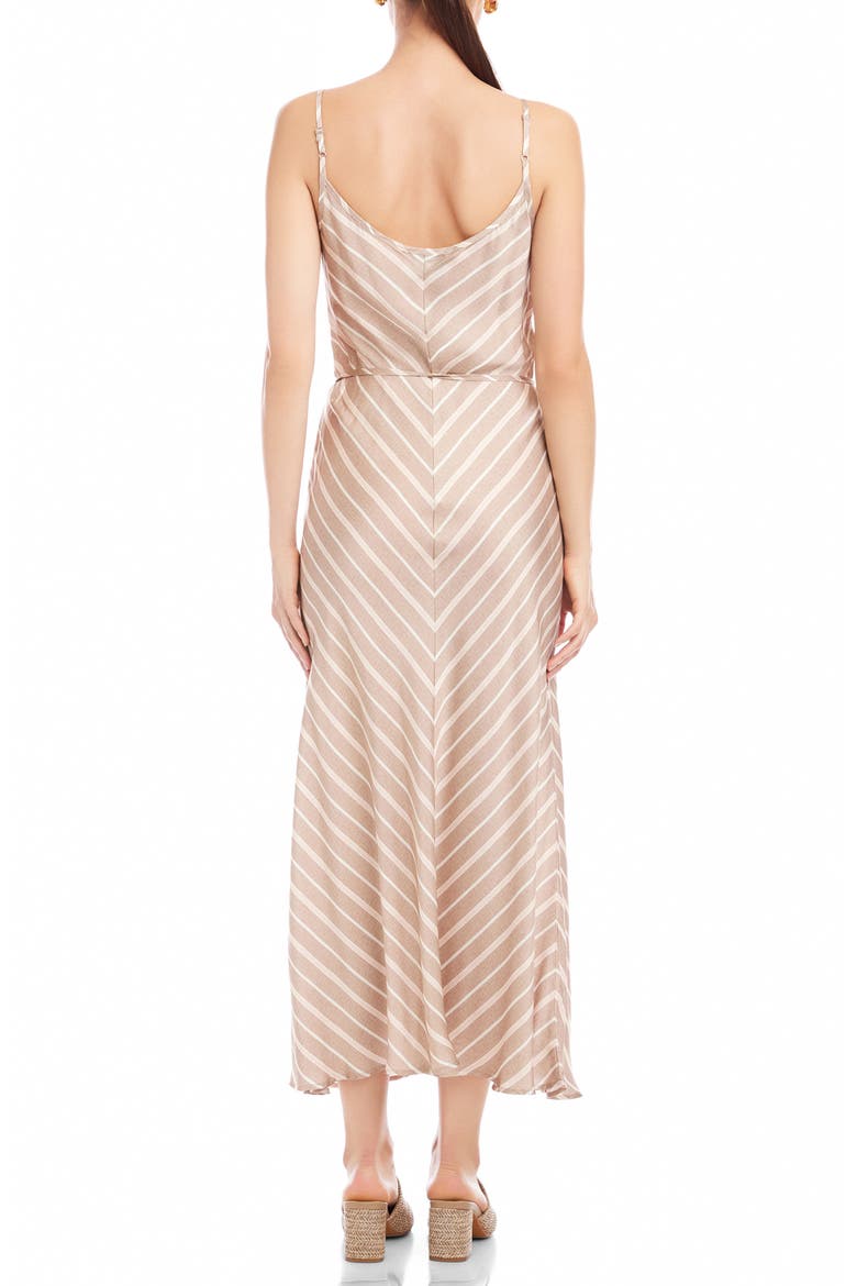 Cami Chevron Stripe Satin Midi Dress, Alternate, color, KHAKI