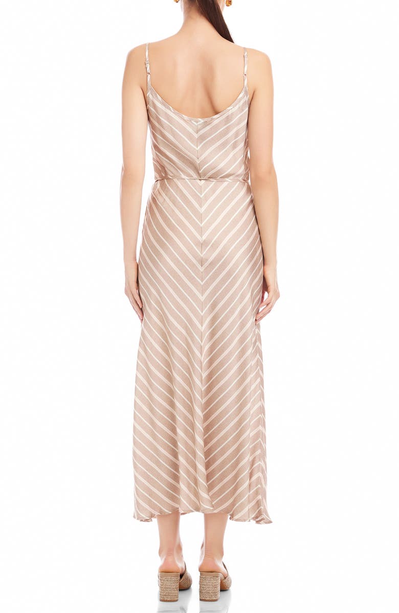 FIFTEEN TWENTY Cami Chevron Stripe Satin Midi Dress, Alternate, color, Khaki