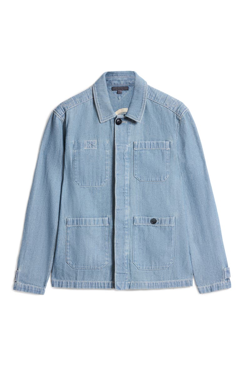 Jakob Embroidered Back Denim Shirt Jacket, Alternate, color, POND BLUE
