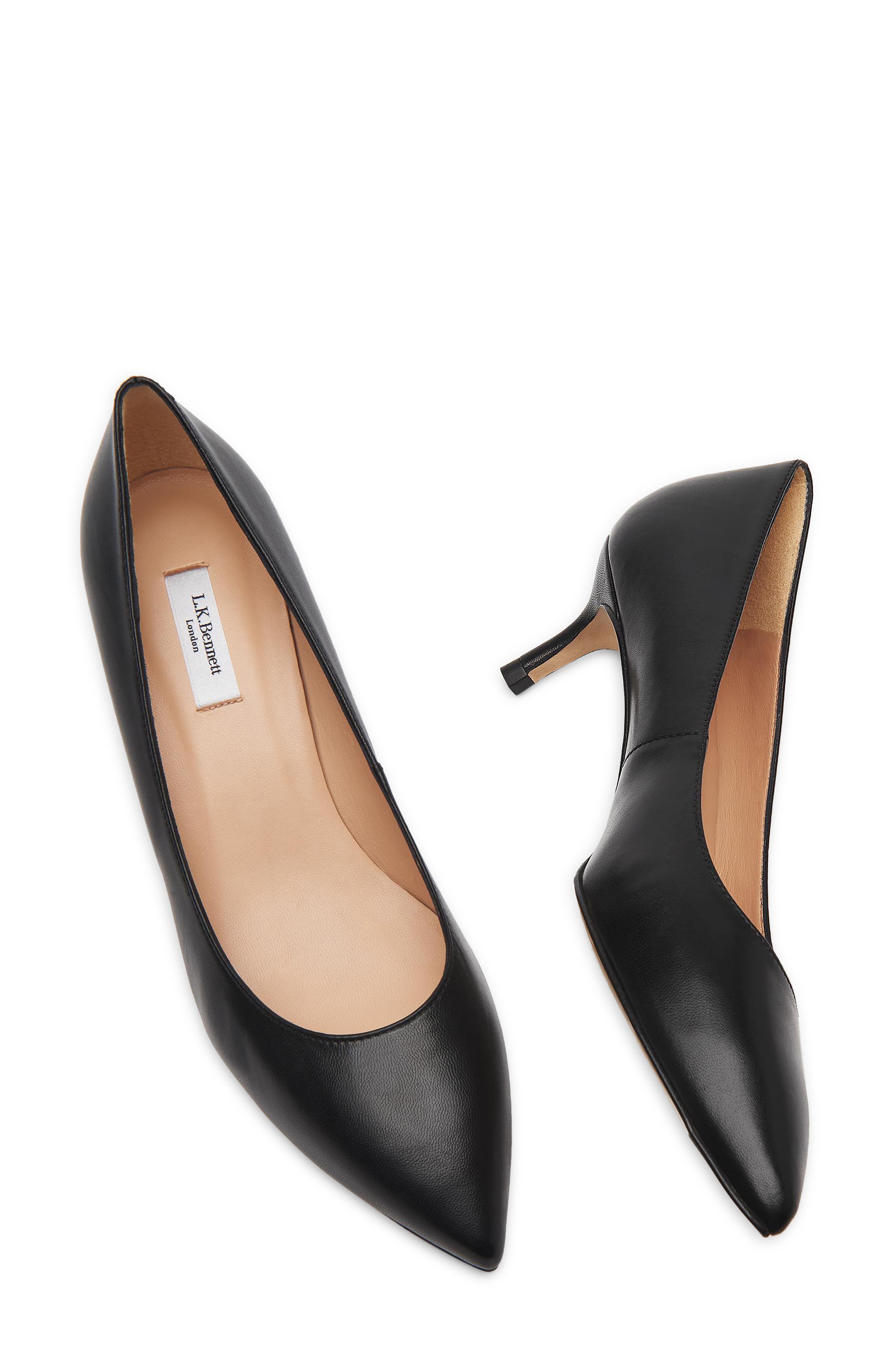 LK Bennett Audrey Pointed Toe Kitten Heel Pump, Alternate, color, Black