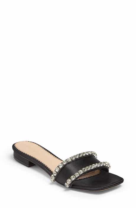 Cinq à Sept Catherine Crystal Embellished Satin Slide Sandal