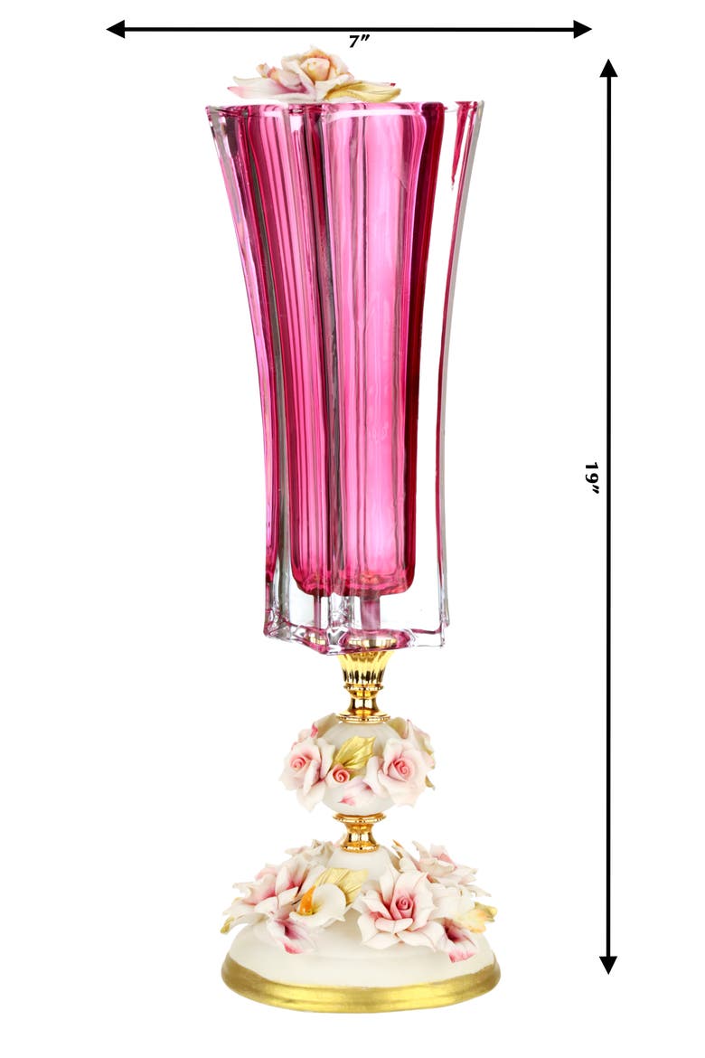 Stately Rose Pedestal Vase, Alternate, color, Fuchsia