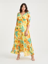Scarlett & Jo Verity V-Neck 3/4 Sleeve Maxi Dress