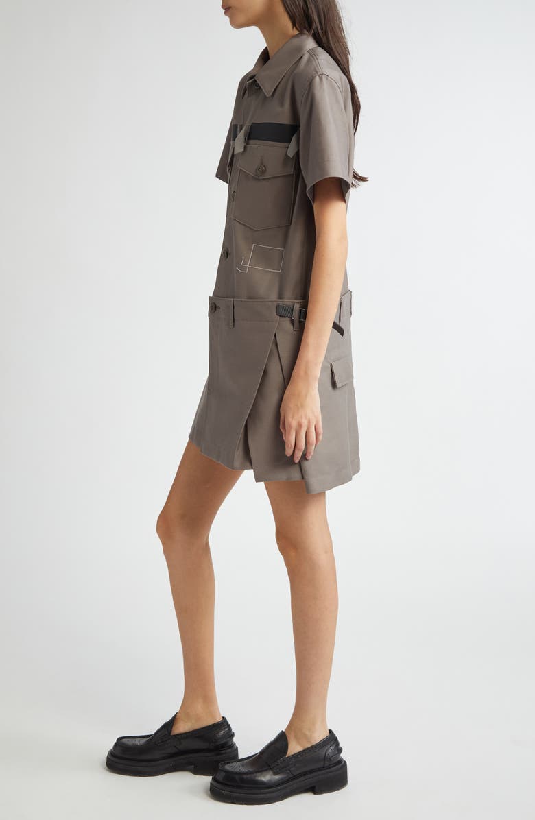 Sacai Cotton Cargo Dress, Alternate, color, Taupe