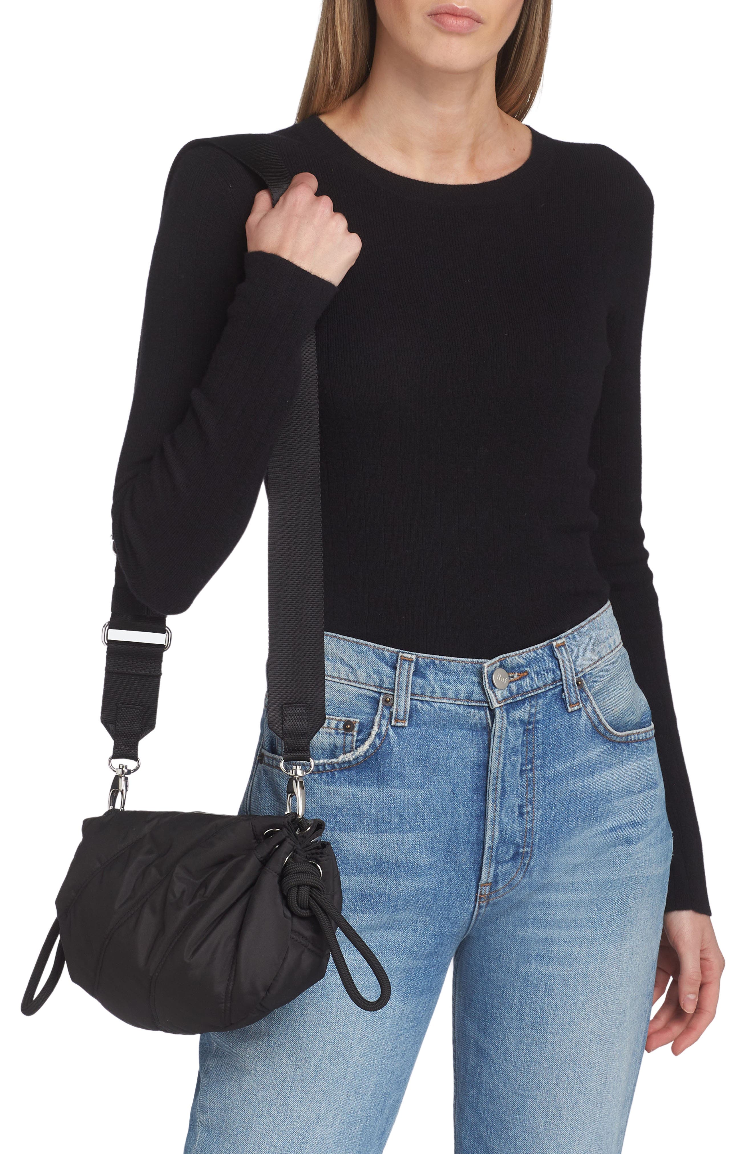 Ganni Small Quilted Recycled Polyester Duffle Bag, Alternate, color, 