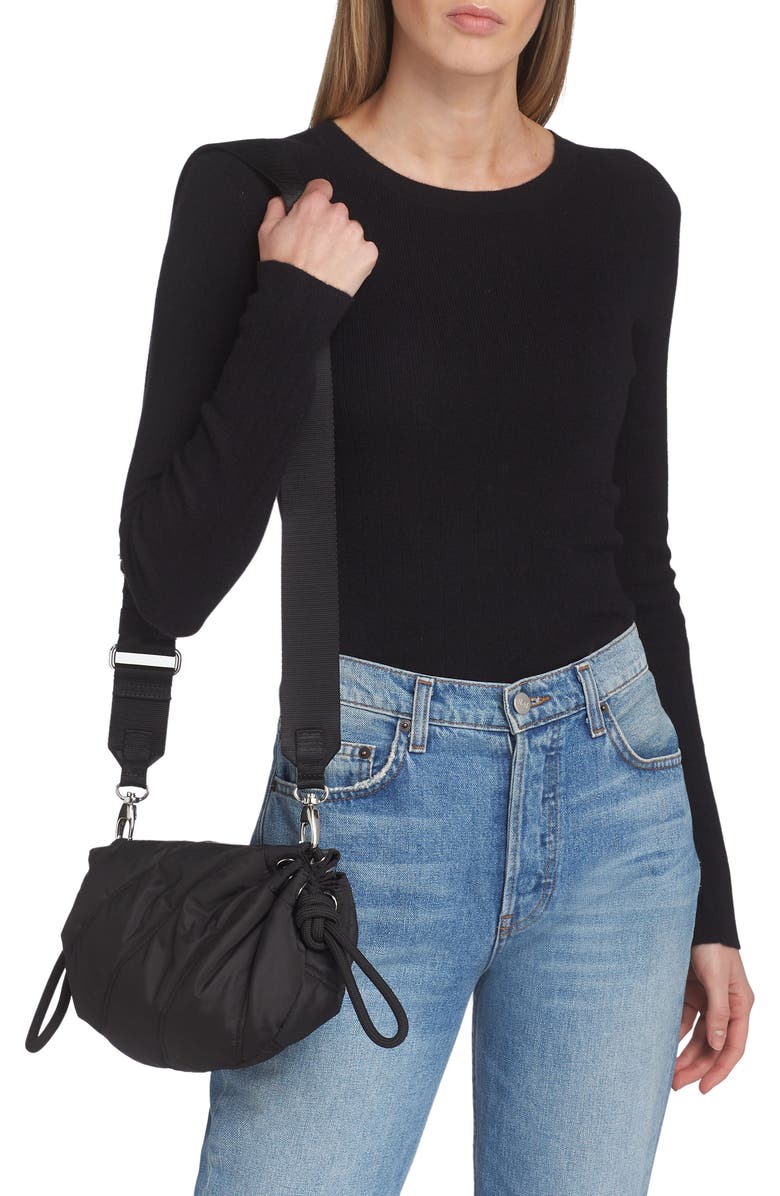 Ganni Small Quilted Recycled Polyester Duffle Bag, Alternate, color,