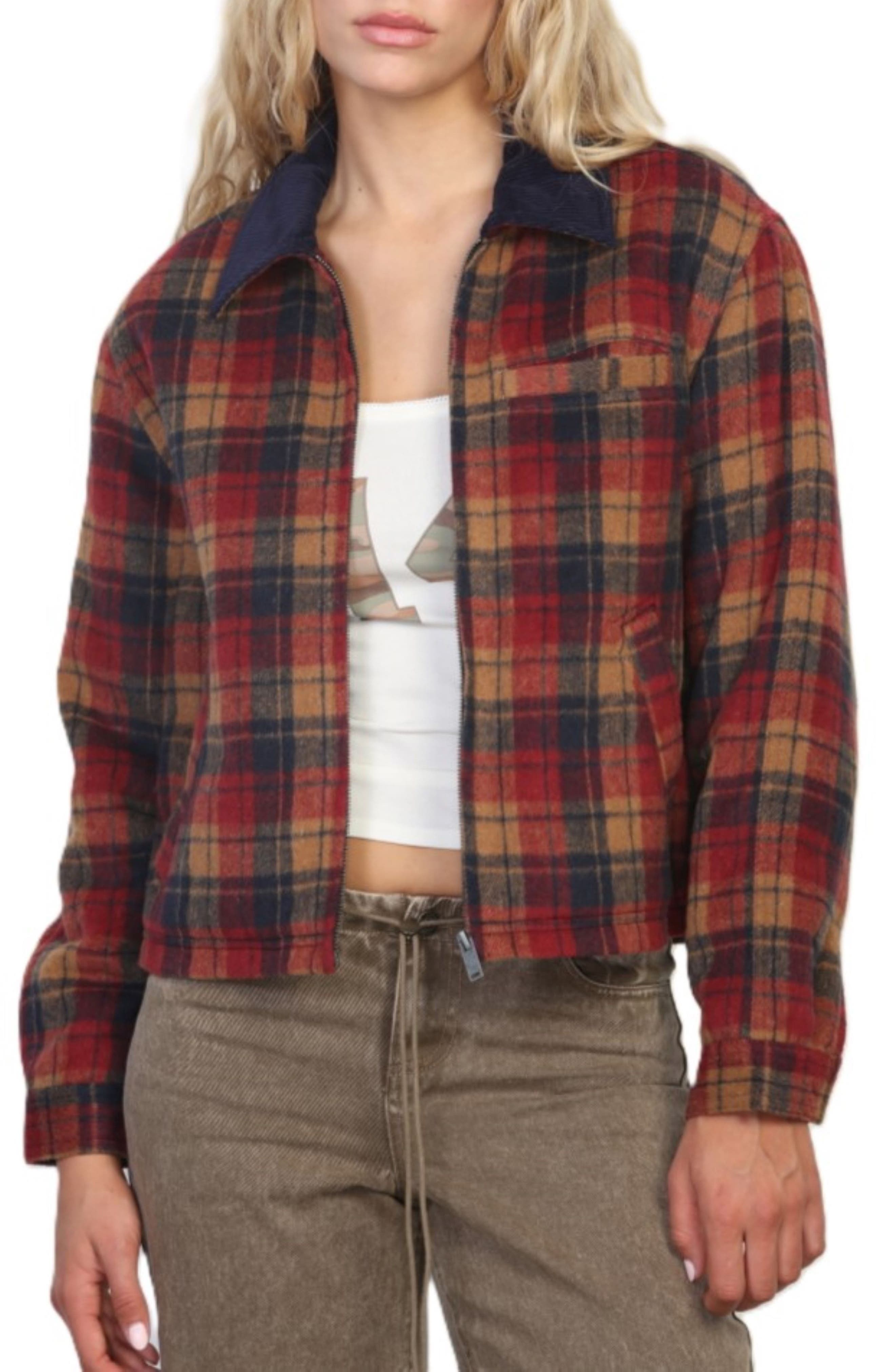Plaid Cotton Blend Barn Jacket