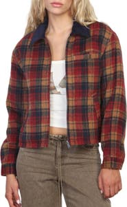 Stoosh Plaid Cotton Blend Barn Jacket