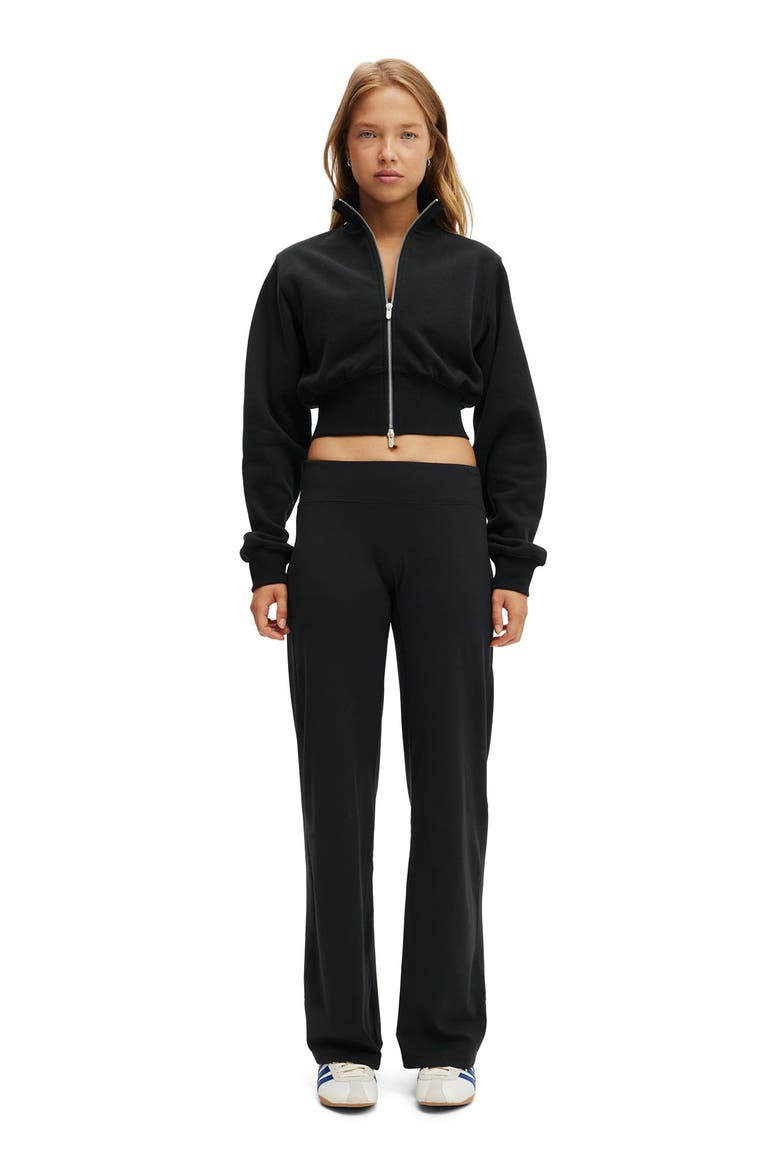 Women's Active Plush Fitted Zip Through, Alternate, color, Black