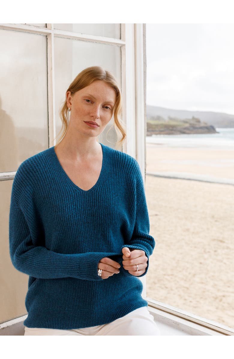 Celtic & Co. Geelong Cocoon V-Neck Sweater, Alternate, color, Icelandic Blue