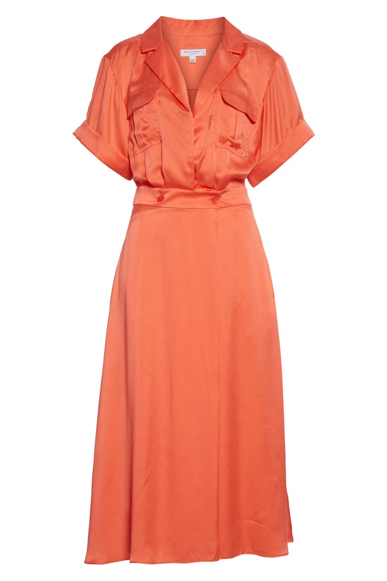 Orlenna Silk Blend Midi Shirtdress, Alternate, color, HOT CORAL