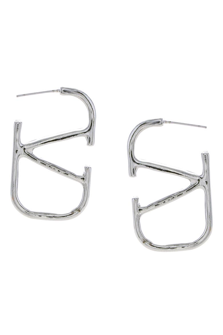 V Drop Earrings, Main, color, SILVER