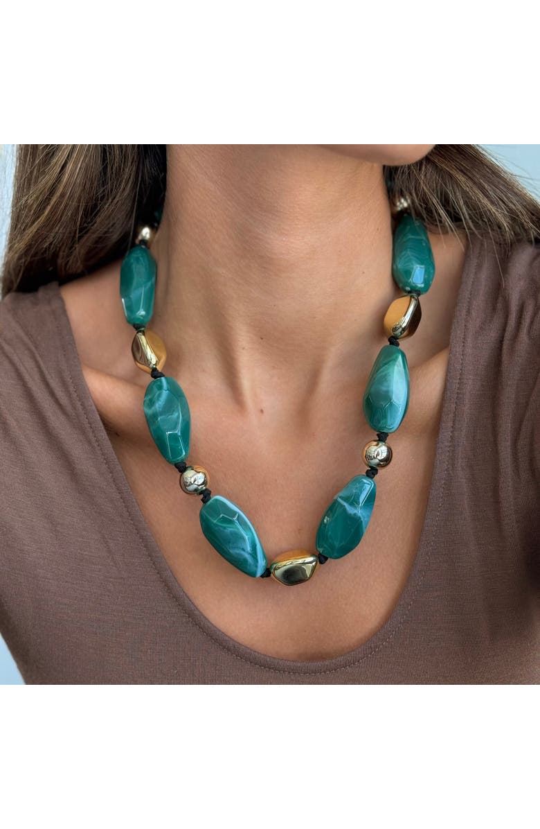 BY ADINA EDEN Chunky Green & Gold Bead Necklace, Alternate, color, Green And Gold