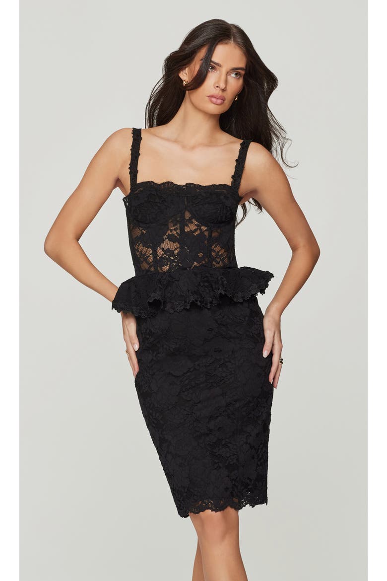Angelique Mesh Lace Dress, Main, color, Black