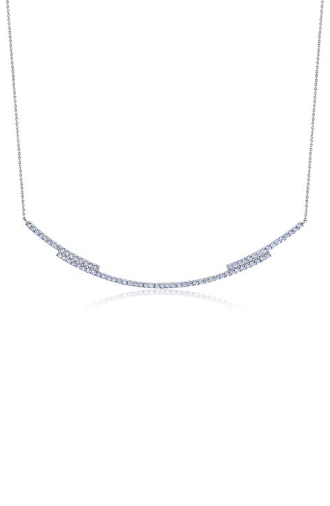Cubic Zirconia Regal Long Bar Necklace