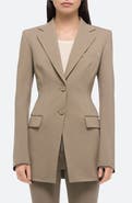 Helmut Lang Roma Zip Sleeve Single Breasted Ponte Knit Blazer