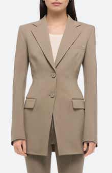 Helmut Lang Roma Zip Sleeve Single Breasted Ponte Knit Blazer