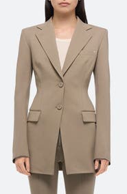 Helmut Lang Roma Zip Sleeve Single Breasted Ponte Knit Blazer