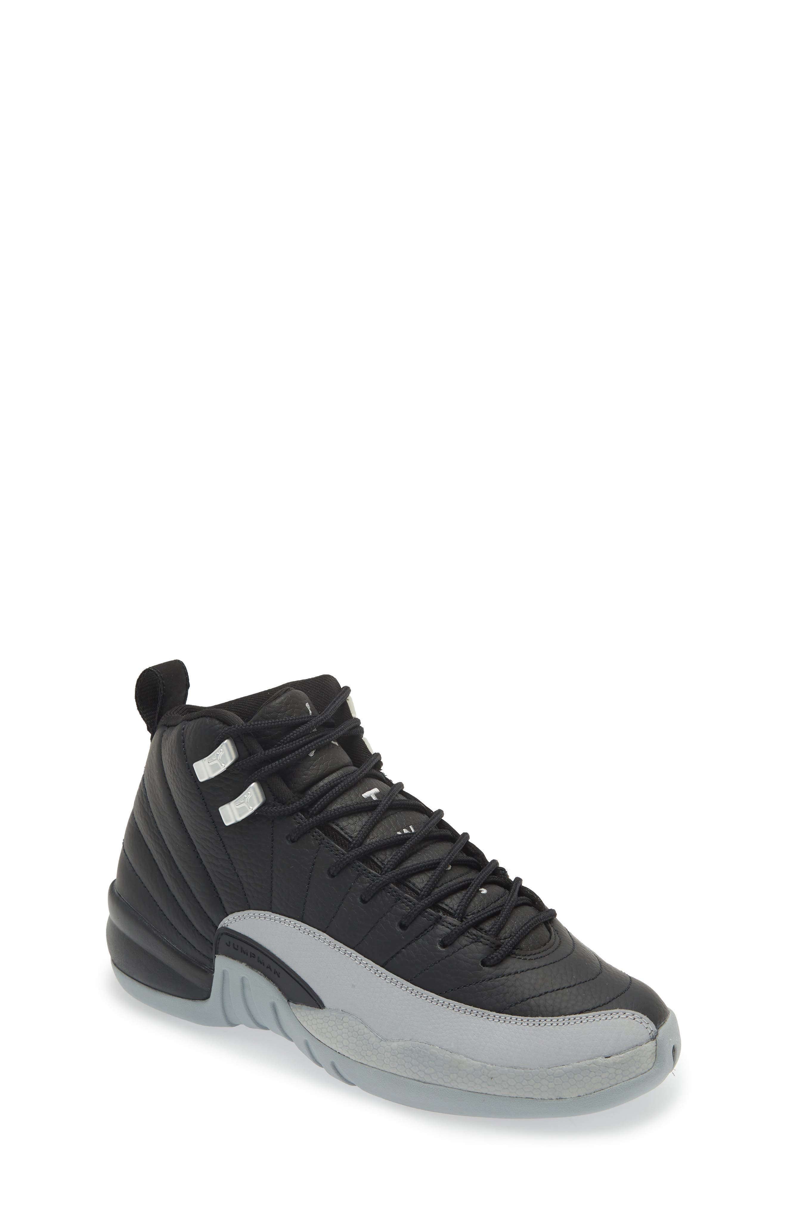 Kids' Air Jordan 12 Retro Basketball Shoe, Main, color, BLACK/ WOLF GREY/ WHITE