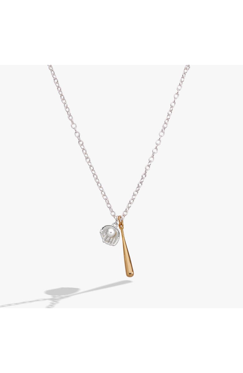 Alex and Ani Baseball Duo Charm Pendant Necklace, Main, color, 