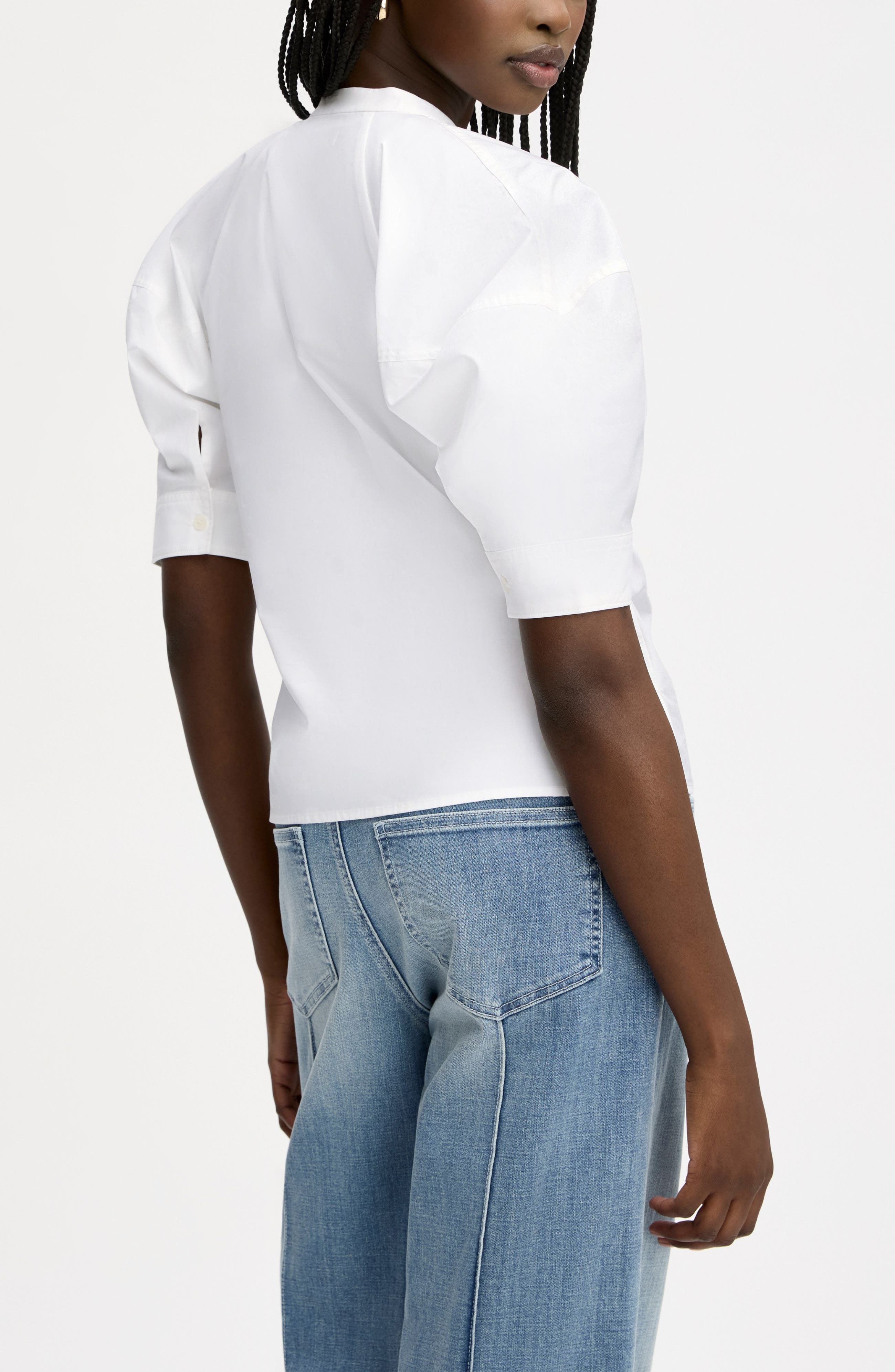Puff Sleeve Cotton Poplin Shirt - image 2