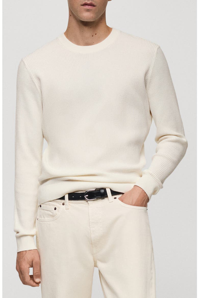 Rib Crewneck Sweater, Main, color, OFF WHITE