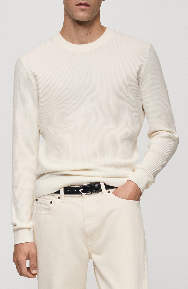 MANGO Rib Crewneck Sweater, Main, color,