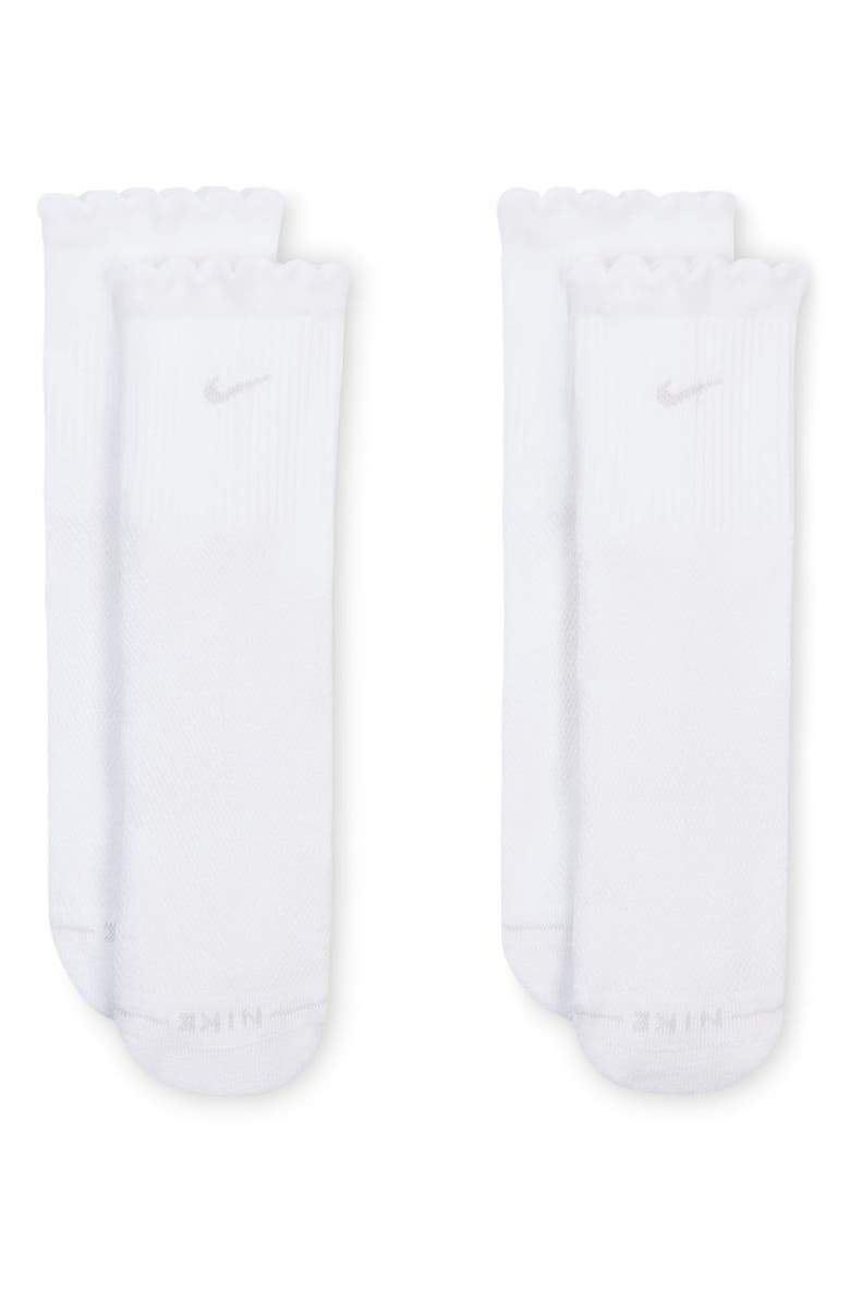 Nike 2-Pack Assorted Scallop Hem Crew Socks, Main, color, White