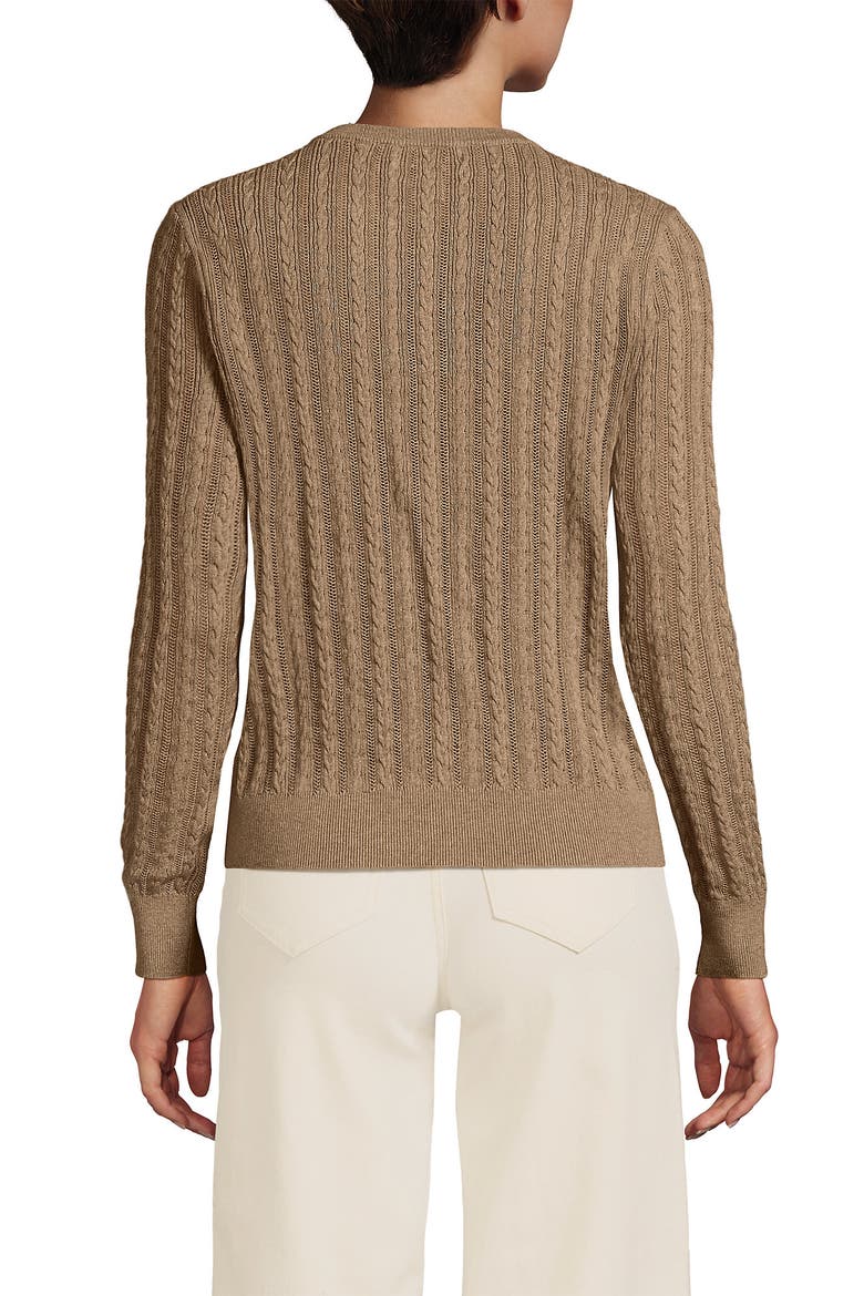 Cotton Pointelle Modern Cardigan Sweater, Alternate, color, Vicuna Heather