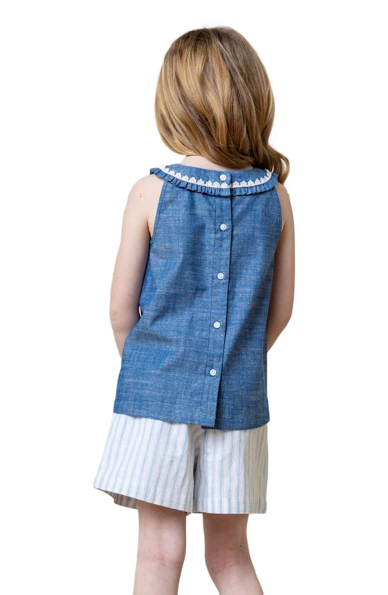 Hope & Henry Girls' Pull-On Flat Front Linen Short, Toddler, Alternate, color, Riviera Stripe