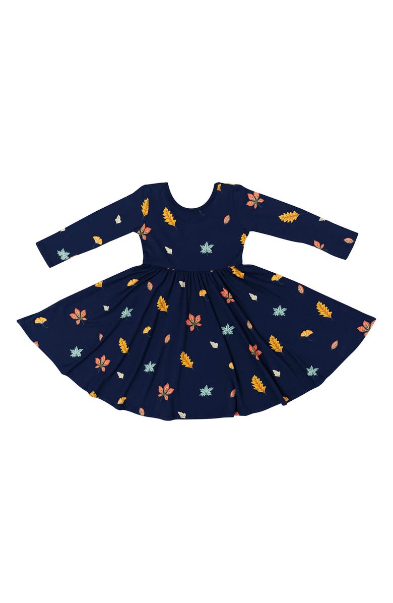 Kyte BABY Kids' Foliage Long Sleeve Twirl Dress, Main, color, Foliage