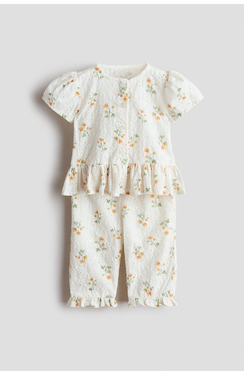 H&M 2-piece Broderie Anglaise Set, Alternate, color, White/Floral